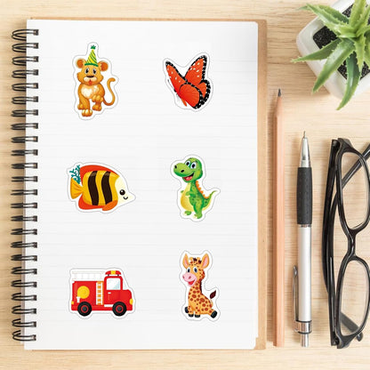 Cute Stickers for Kids Children Toddlers Boys Girls 20 Sheets with Animals Dinosaurs Cars Butterflies Fish
