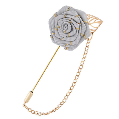 Men's Floral Camellia Chain Brooch